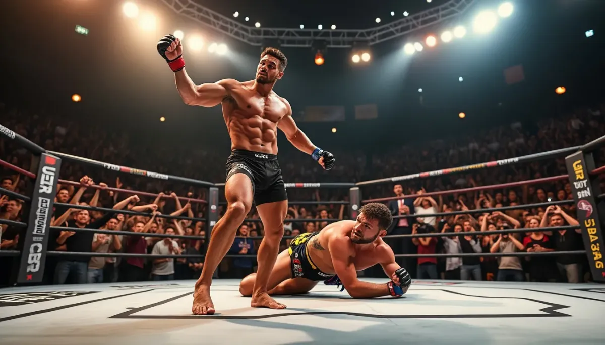 Fãs de MMA em choque após um sensacional chute giratório que leva a um magnífico nocaute